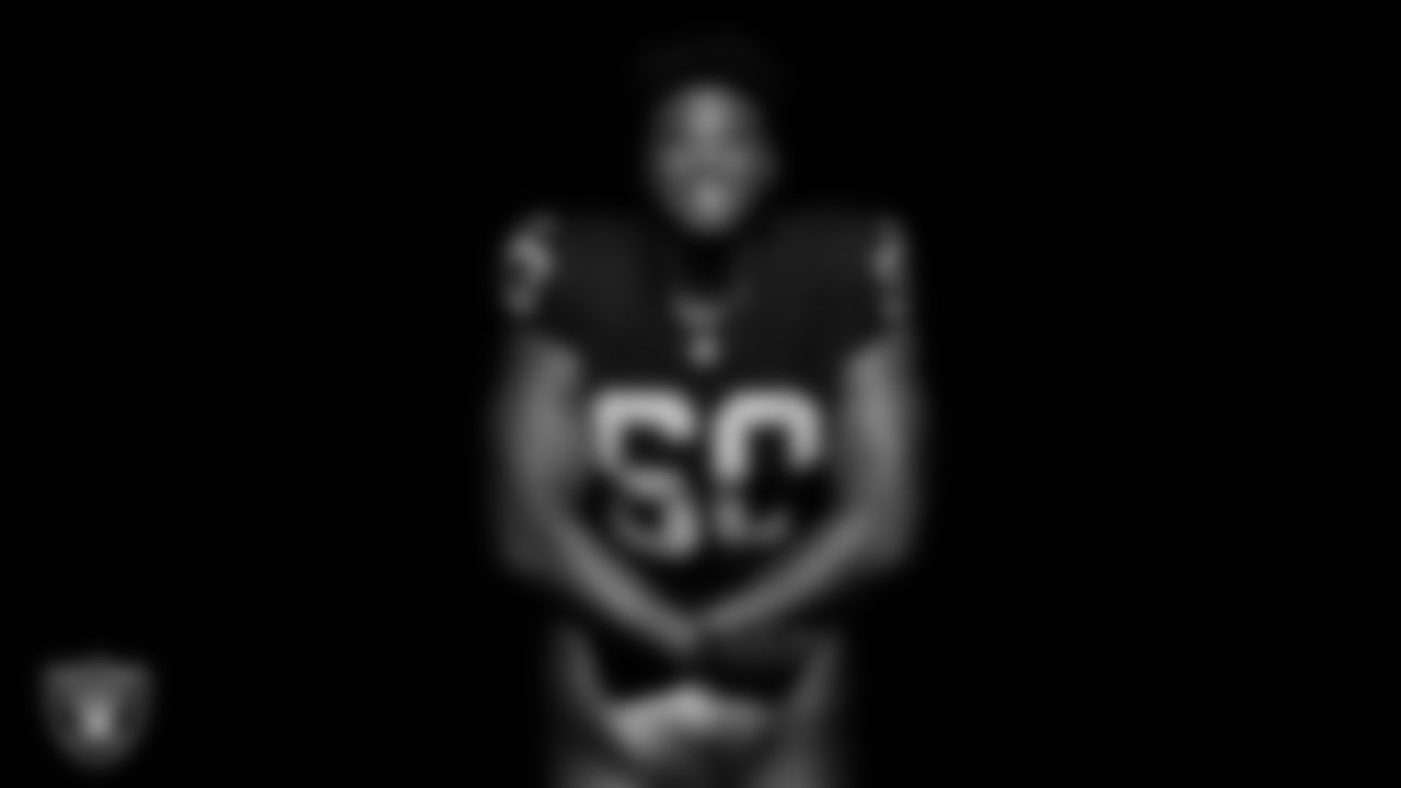Las Vegas Raiders tackle Charles Grant (60) poses for a photo at the 2025 Raiders Media Day.