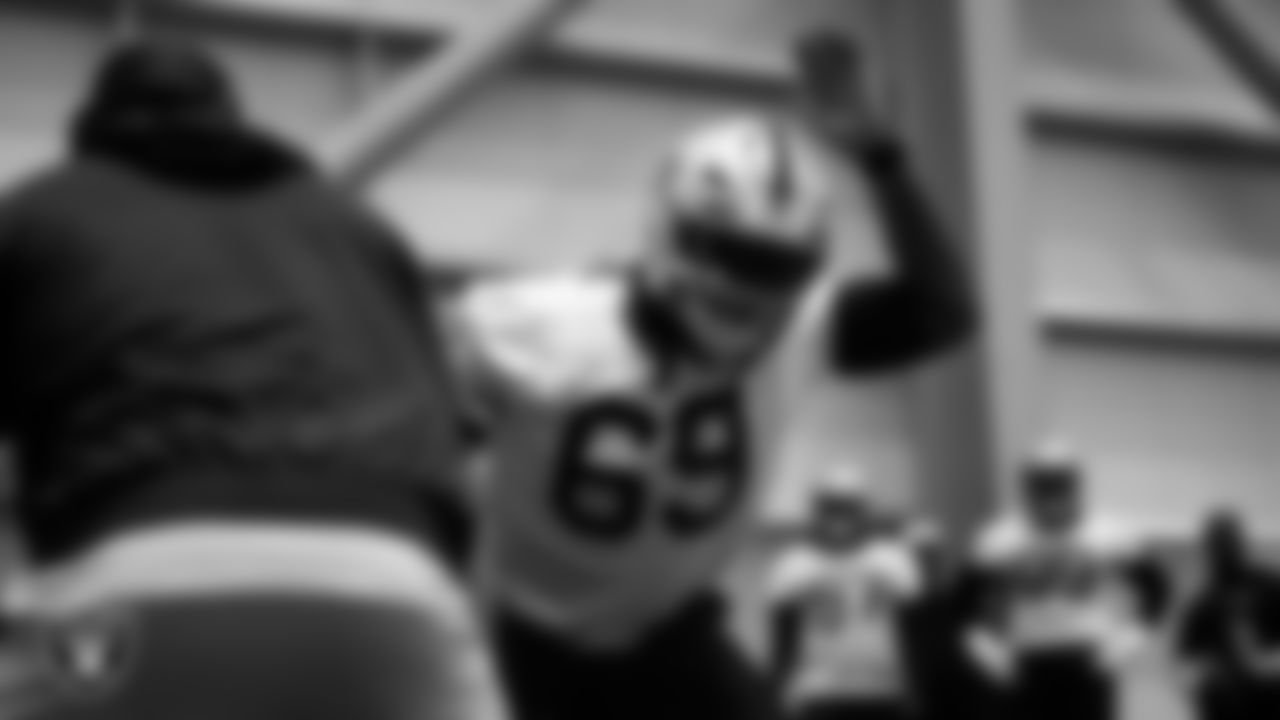 Las Vegas Raiders defensive tackle Adam Butler (69) during practice at Intermountain Health Performance Center.