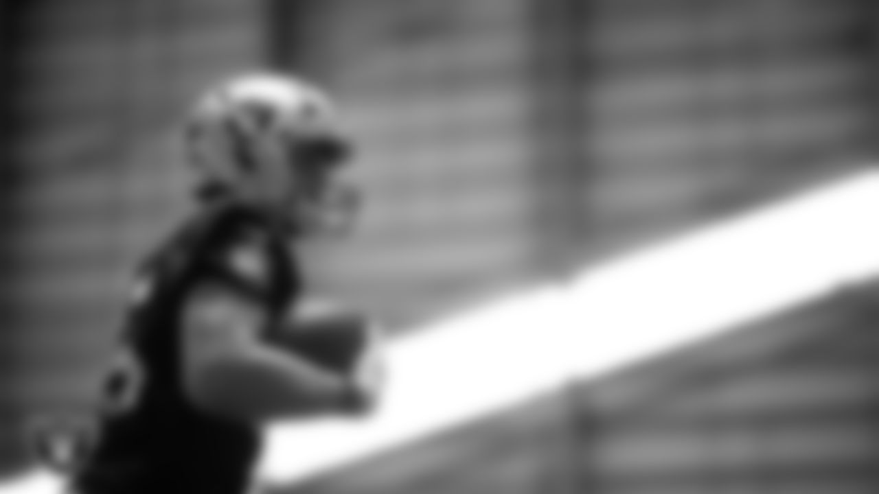 Las Vegas Raiders linebacker Cody Lindenberg (55) at an Organized Team Activity (OTA) at Intermountain Health Performance Center.