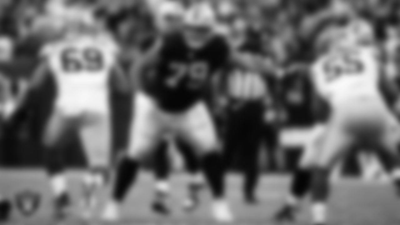 Las Vegas Raiders offensive lineman Laki Tasi (79) during the preseason home game against the San Francisco 49ers at Allegiant Stadium.
