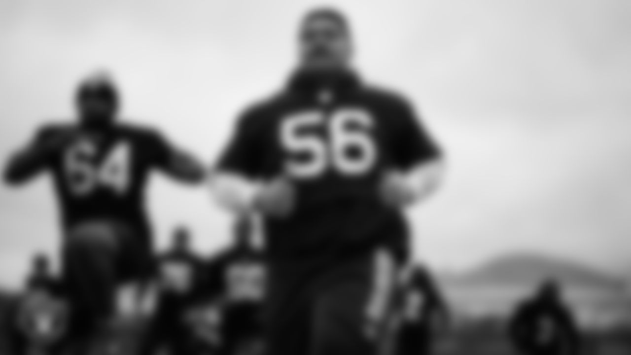 Las Vegas Raiders guard Atonio Mafi (56) during practice at Intermountain Health Performance Center.