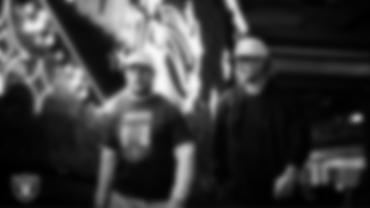 Las Vegas Raiders running back Dylan Laube (23) and quarterback Kenny Pickett (15) arrive to the regular season home game against the New York Giants at Allegiant Stadium.