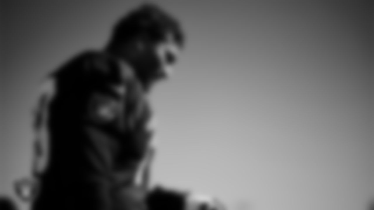 Las Vegas Raiders offensive lineman Stone Forsythe (70) during practice at Intermountain Health Performance Center.