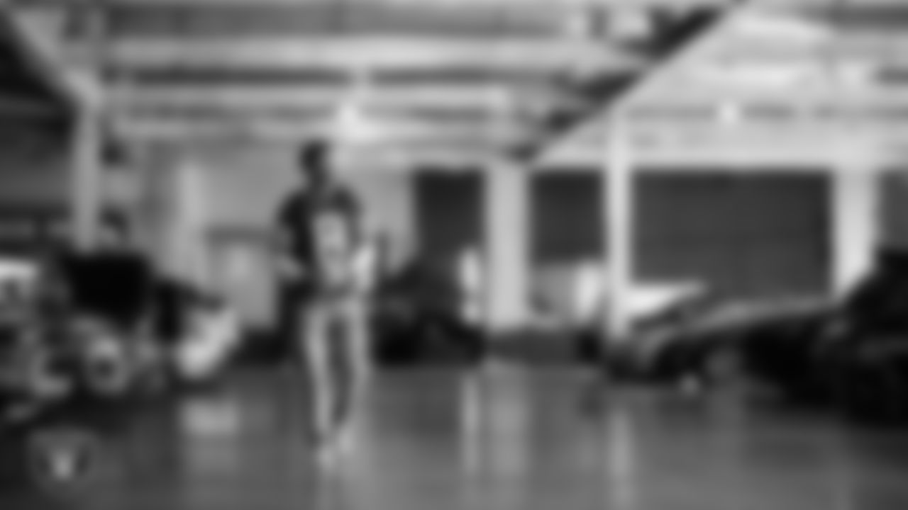 Las Vegas Raiders cornerback Darien Porter (26) arrives to the regular season home game against the Cleveland Browns at Allegiant Stadium.