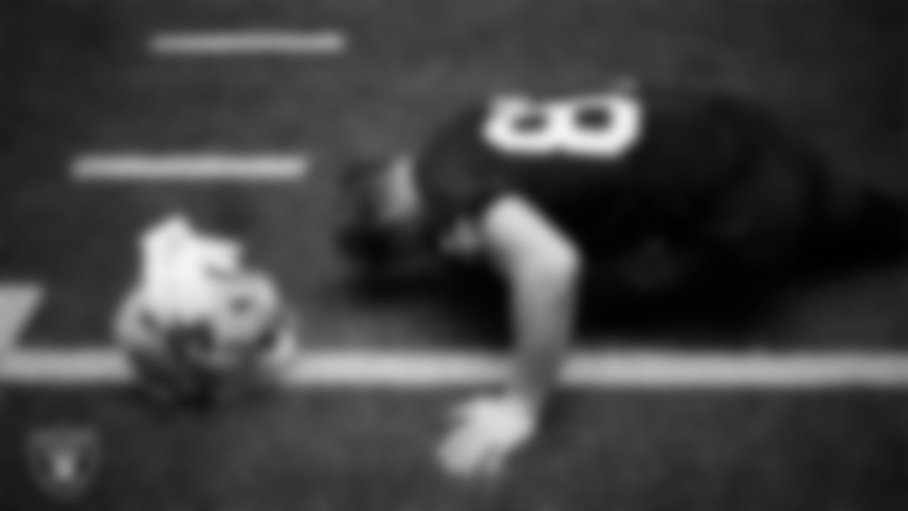 Las Vegas Raiders tight end Michael Mayer (87) during practice at Intermountain Health Performance Center.