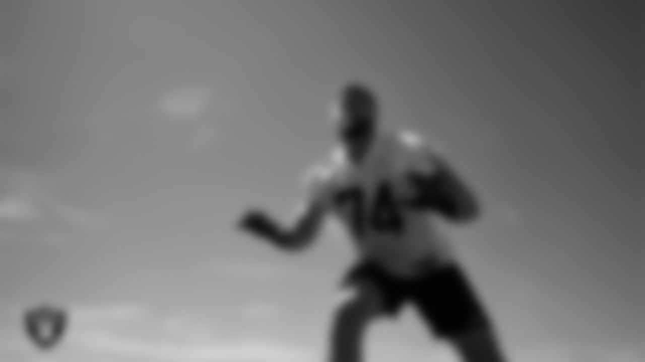 Las Vegas Raiders tackle Kolton Miller (74) at an Organized Team Activity (OTA) at Intermountain Health Performance Center.
