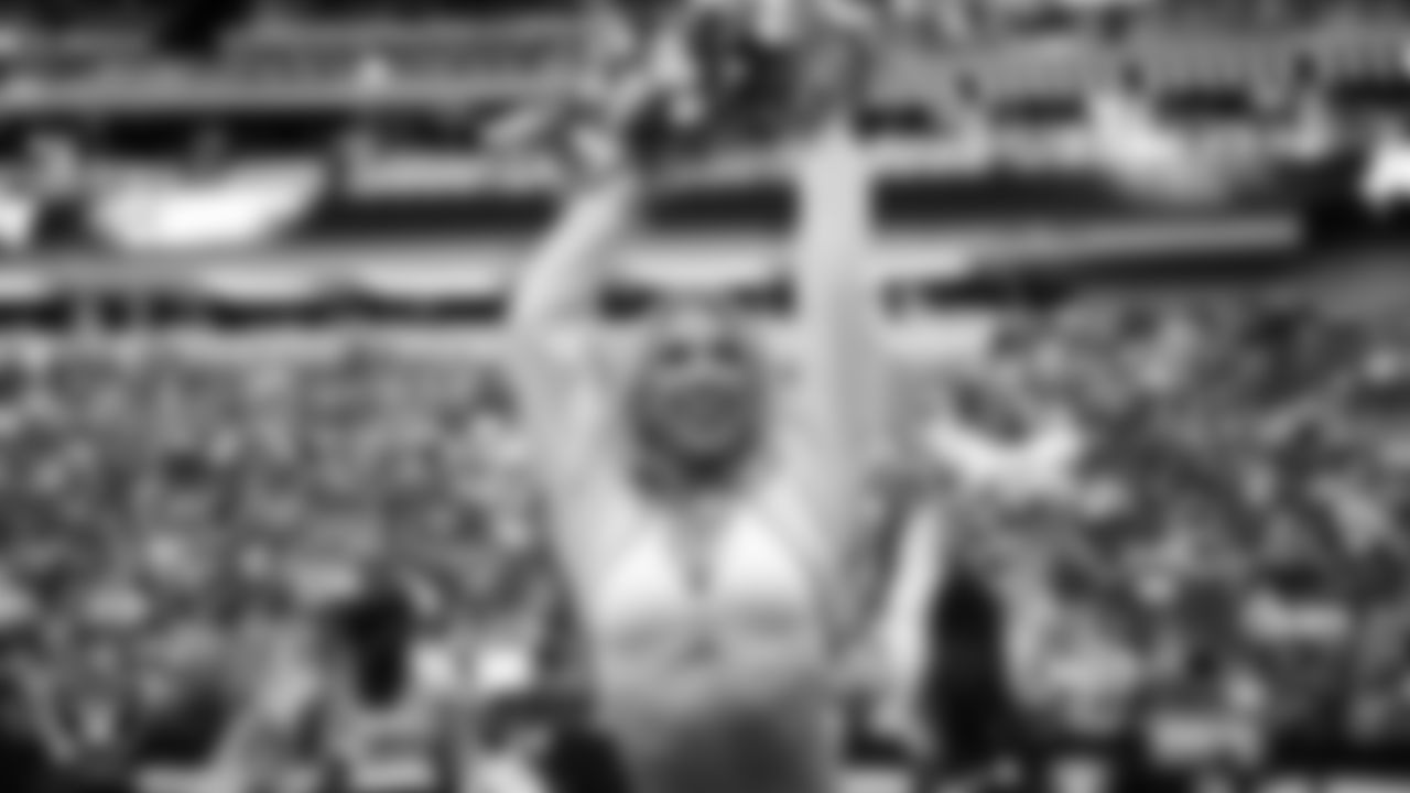 Raiderette Delaney during player introductions before the regular season home game against the Kansas City Chiefs at Allegiant Stadium.