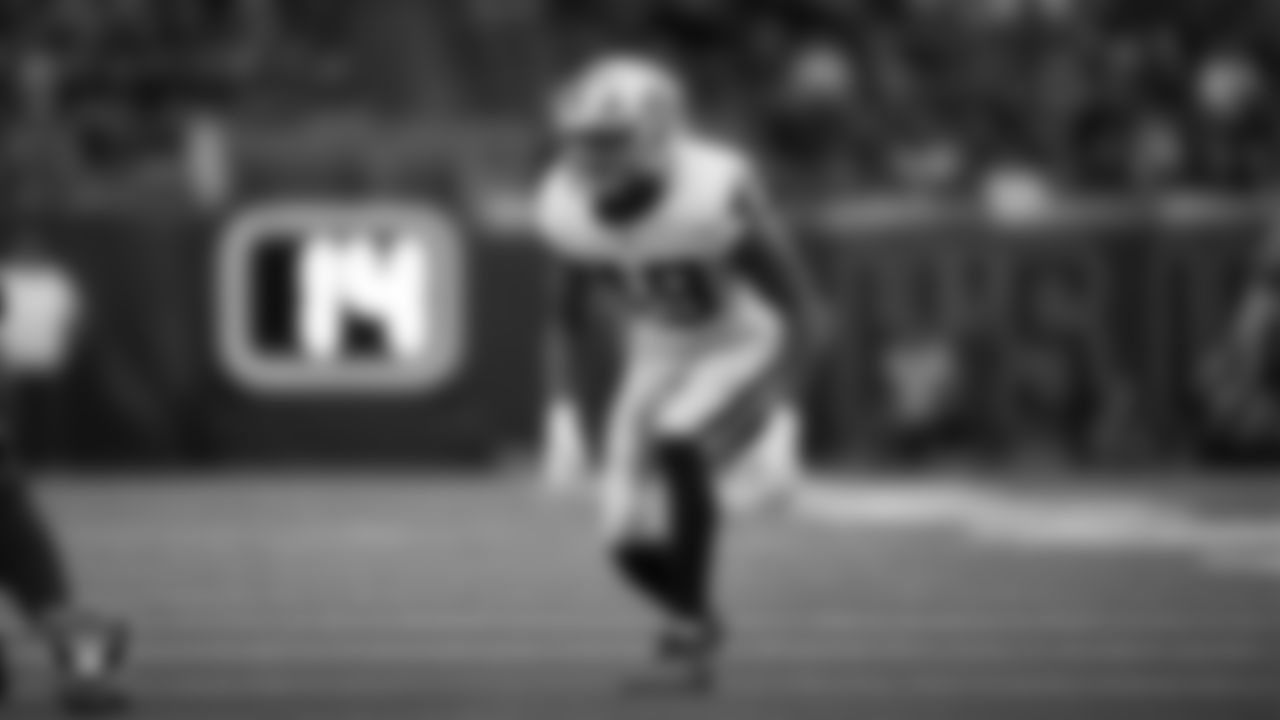 Las Vegas Raiders defensive end Charles Snowden (49) lines up before the snap during the regular season away game against the Houston Texans at NRG Stadium.