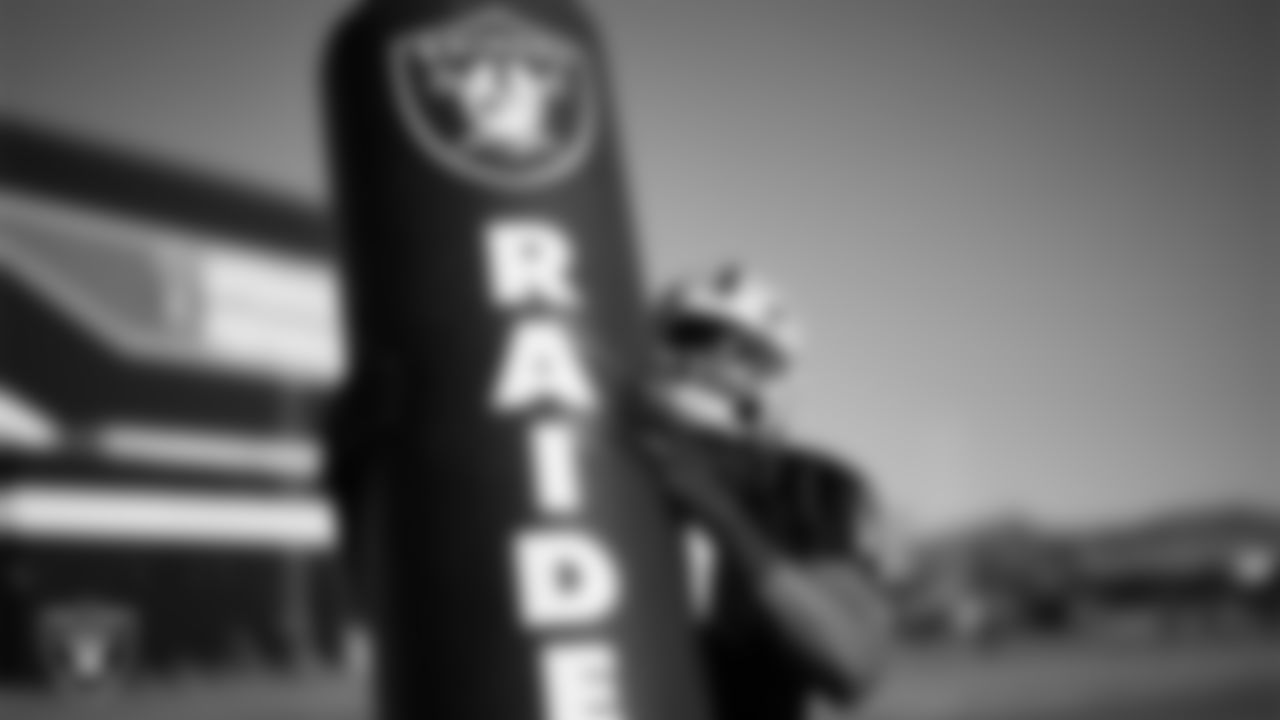 Las Vegas Raiders defensive end Tyree Wilson (9) during practice at Intermountain Health Performance Center.