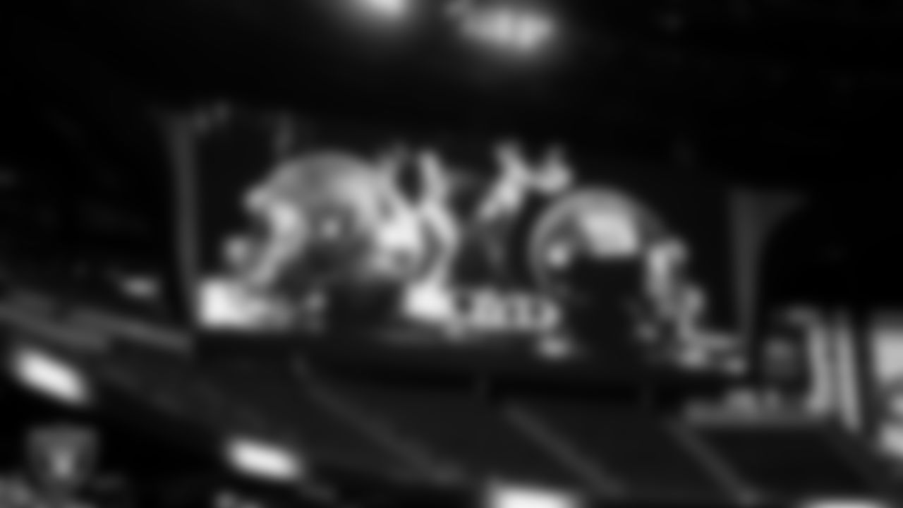 Gameday signage around Allegiant Stadium before the regular season home game against the New York Giants.