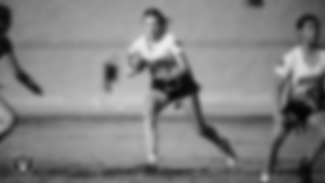 Ralph Cadwallader Middle School hosts Charles Hughes Middle School during the Las Vegas Raiders' Middle School Flag Football Showcase game at Ralph Cadwallader Middle School.