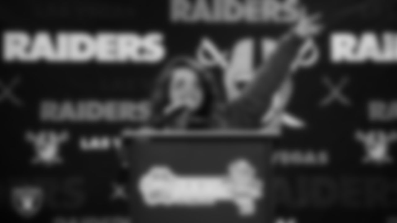 Richard H. Bryan Elementary School assistant principal Arlene Andrade speaks to students during a Raiders Spirit Day at Richard H. Bryan Elementary School.