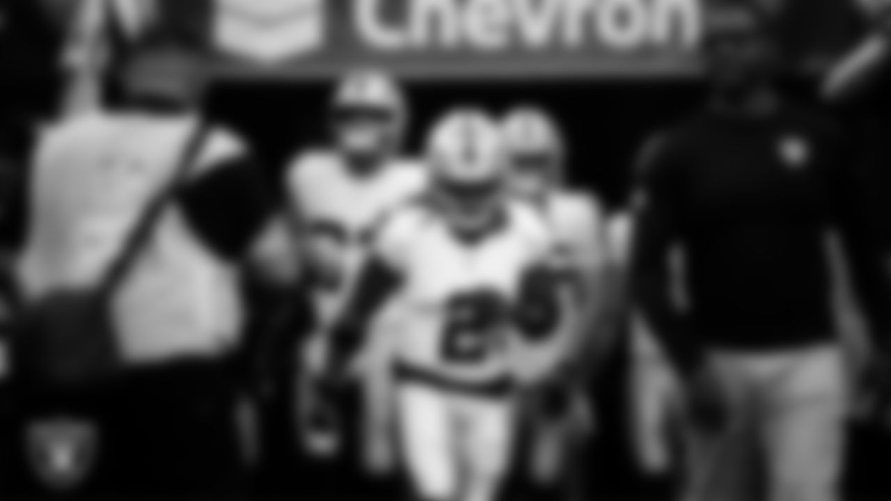 Las Vegas Raiders running back Ashton Jeanty (2) walks down the tunnel before the regular season away game against the Houston Texans at NRG Stadium.