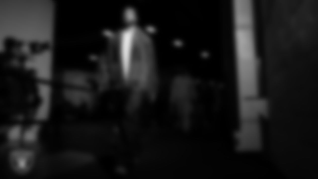 Las Vegas Raiders safety Jeremy Chinn (11) arrives to the regular season away game against the Denver Broncos at Empower Field at Mile High.