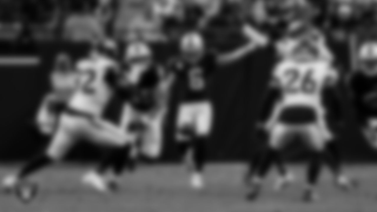 Las Vegas Raiders punter AJ Cole (6) during the regular season home game against the Denver Broncos at Allegiant Stadium.