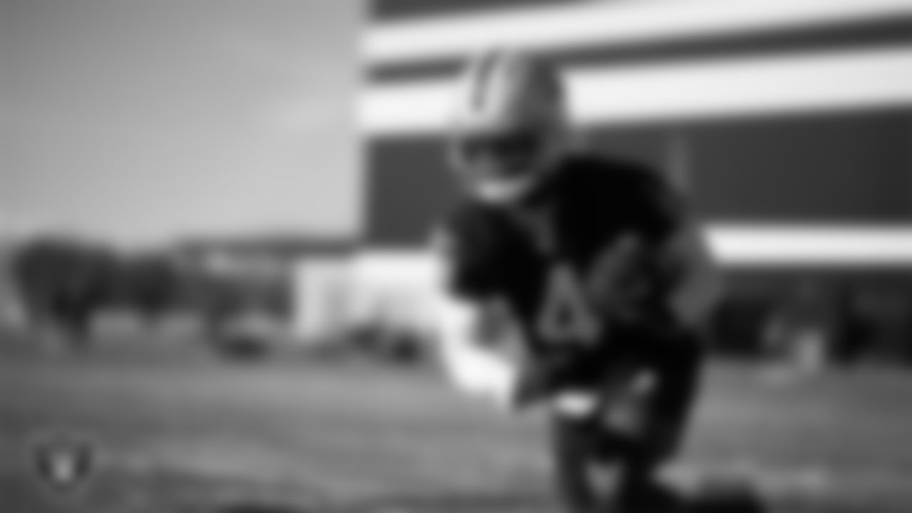 Las Vegas Raiders wide receiver Shedrick Jackson (4) during practice at Intermountain Health Performance Center.