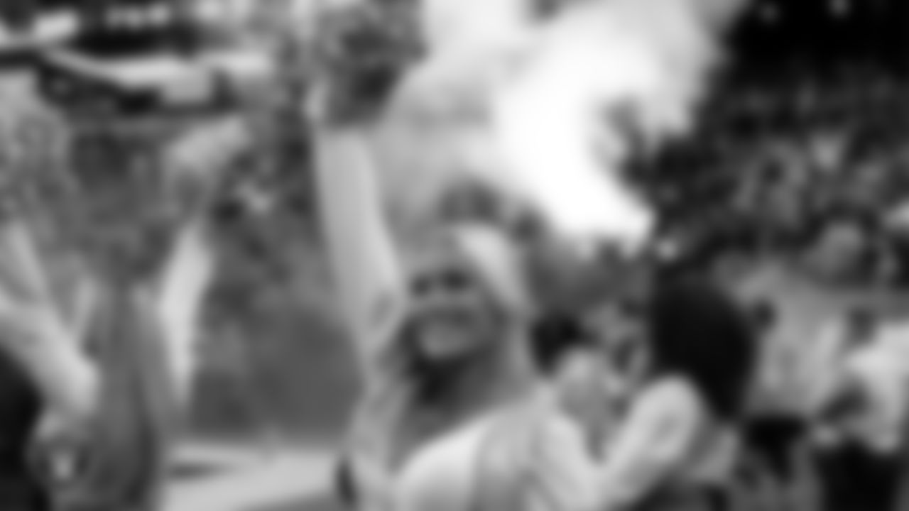 Raiderette Kennedy on the sidelines during the regular season home game against the Cleveland Browns at Allegiant Stadium.