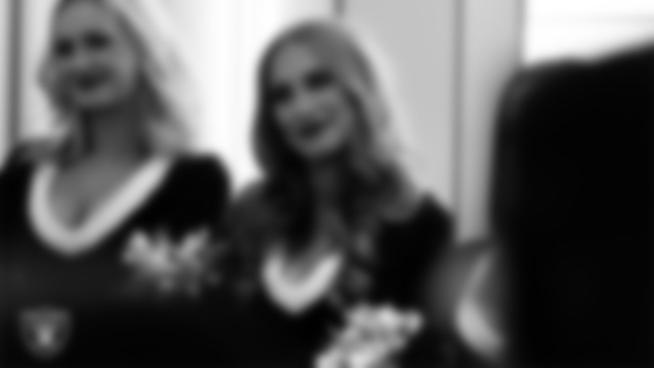 Raiderette Madisyn in the locker room before the regular season home game against the New York Giants at Allegiant Stadium.