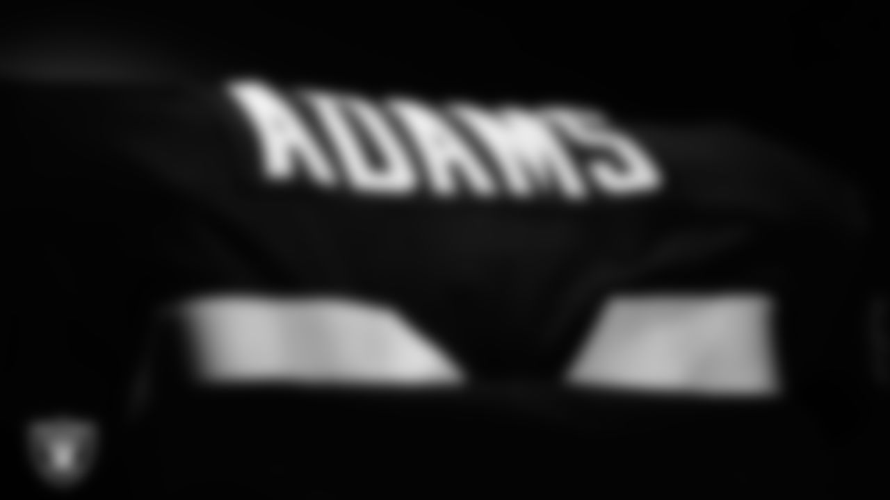 Las Vegas Raiders linebacker Jamal Adams' (33) pads in the locker room prior to the Raiders' arrival for their regular season home game against the Tennessee Titans at Allegiant Stadium.