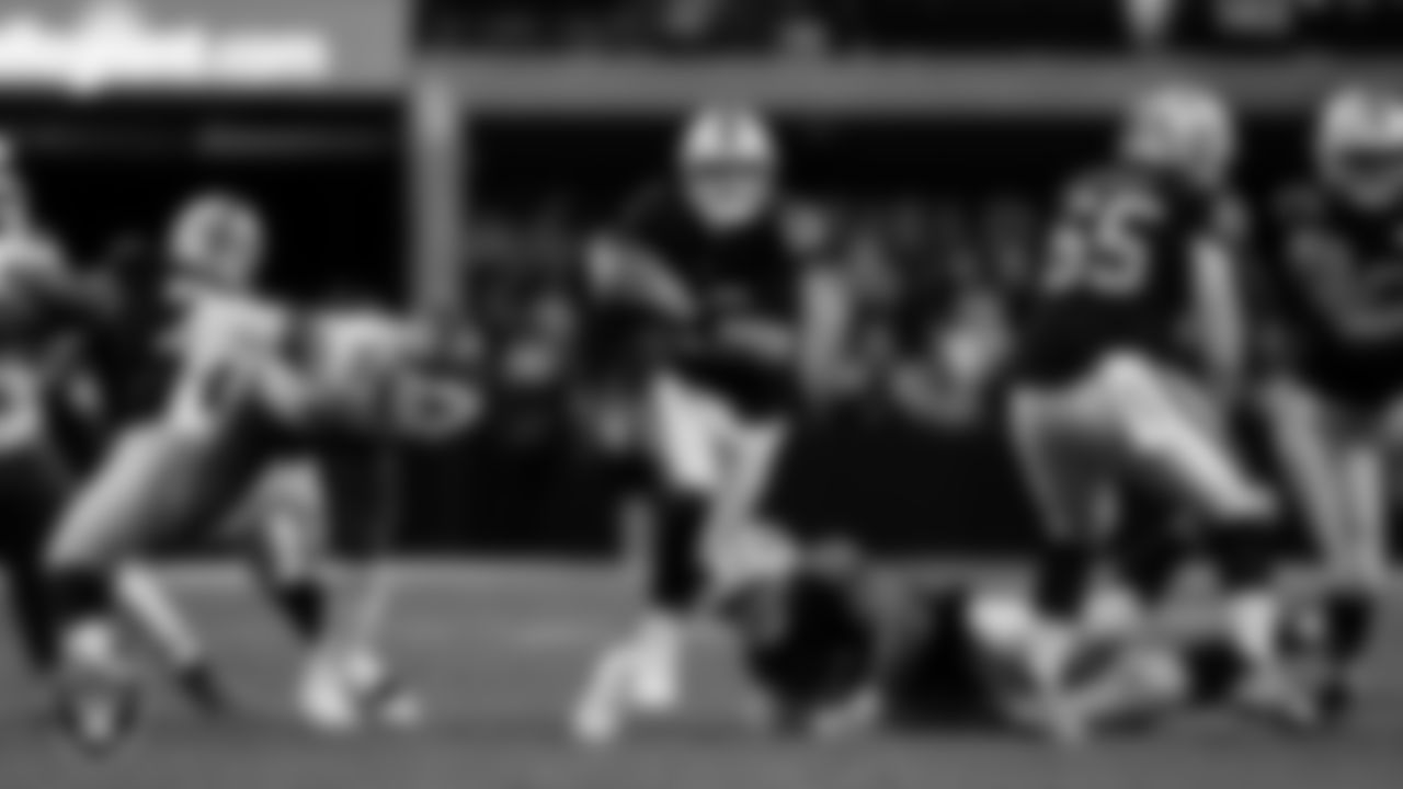Las Vegas Raiders quarterback Aidan O'Connell (12) during the regular season home game against the Kansas City Chiefs at Allegiant Stadium.