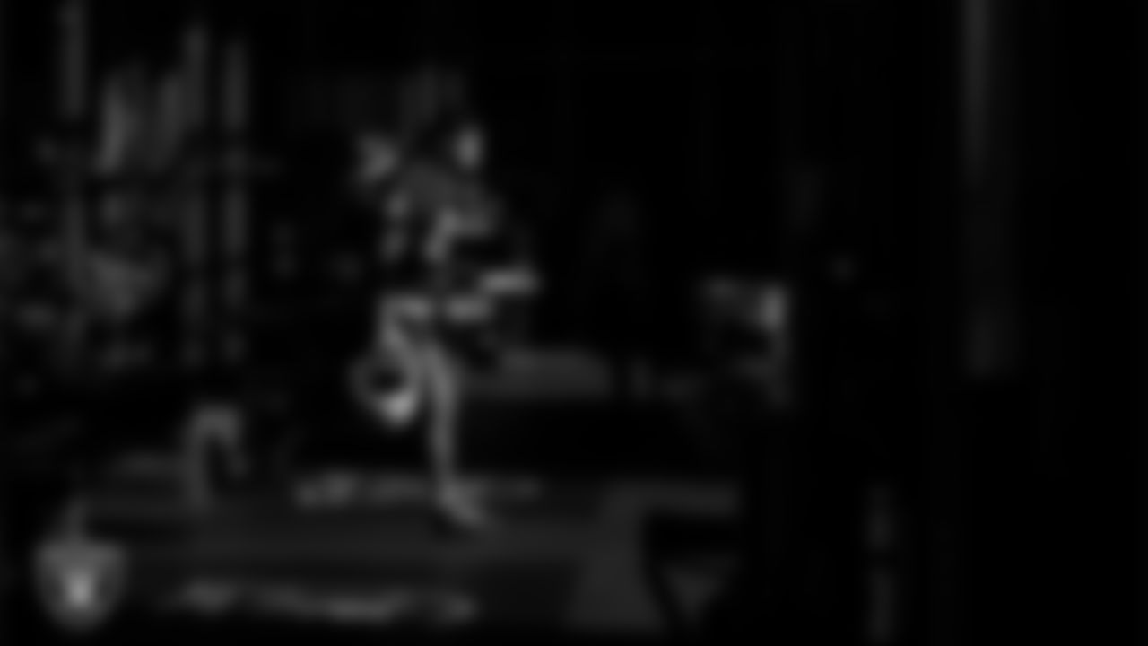 Las Vegas Raiders cornerback Greedy Vance (41) walks out to the field for practice at Intermountain Health Performance Center.