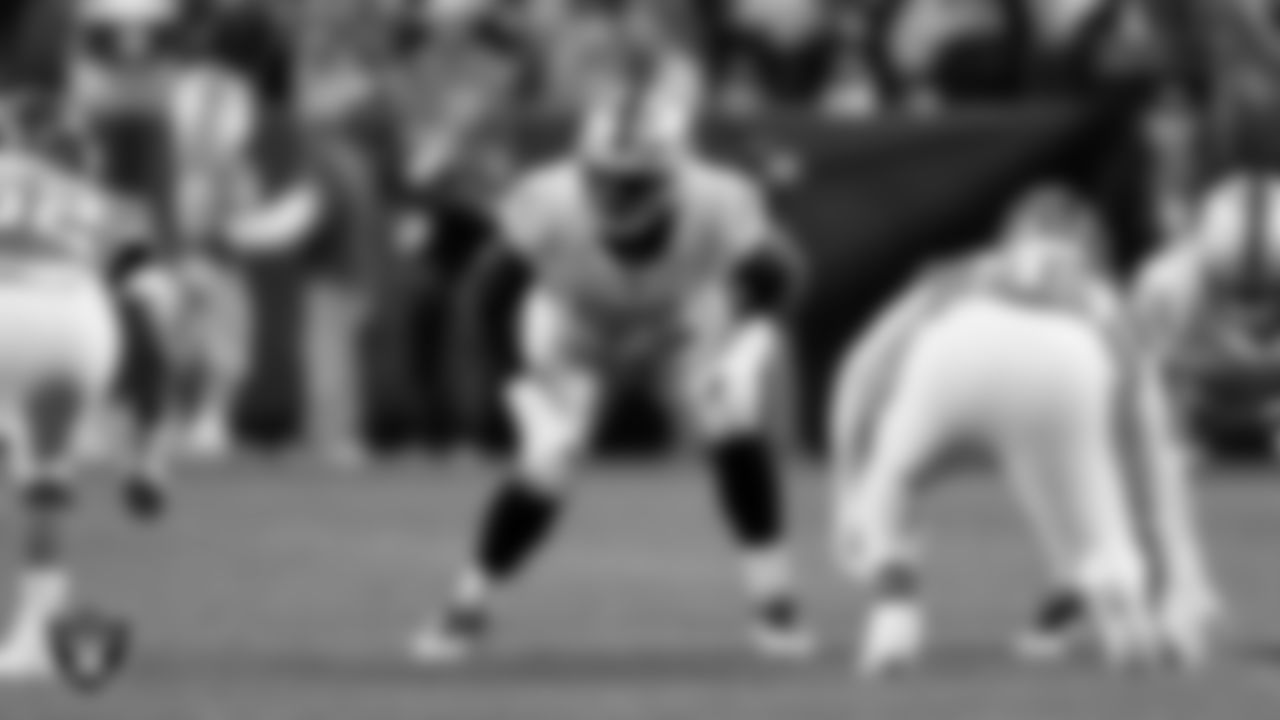 Las Vegas Raiders tackle DJ Glaze (71) during the regular season away game against the Denver Broncos at Empower Field at Mile High.