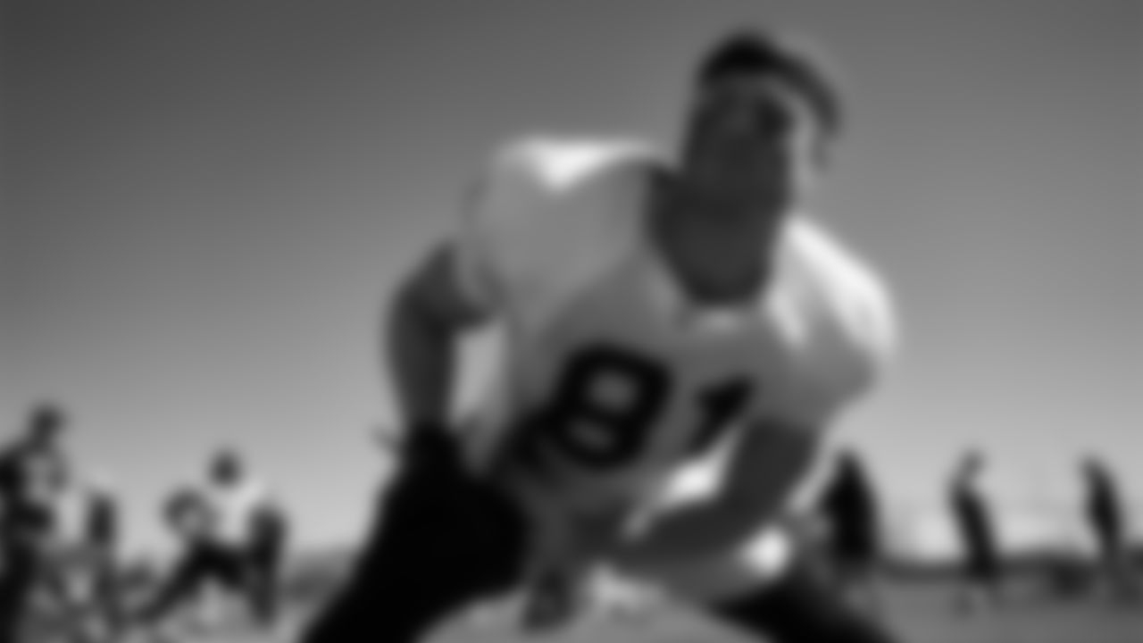 Las Vegas Raiders wide receiver Alex Bachman (81) during practice at Intermountain Health Performance Center.