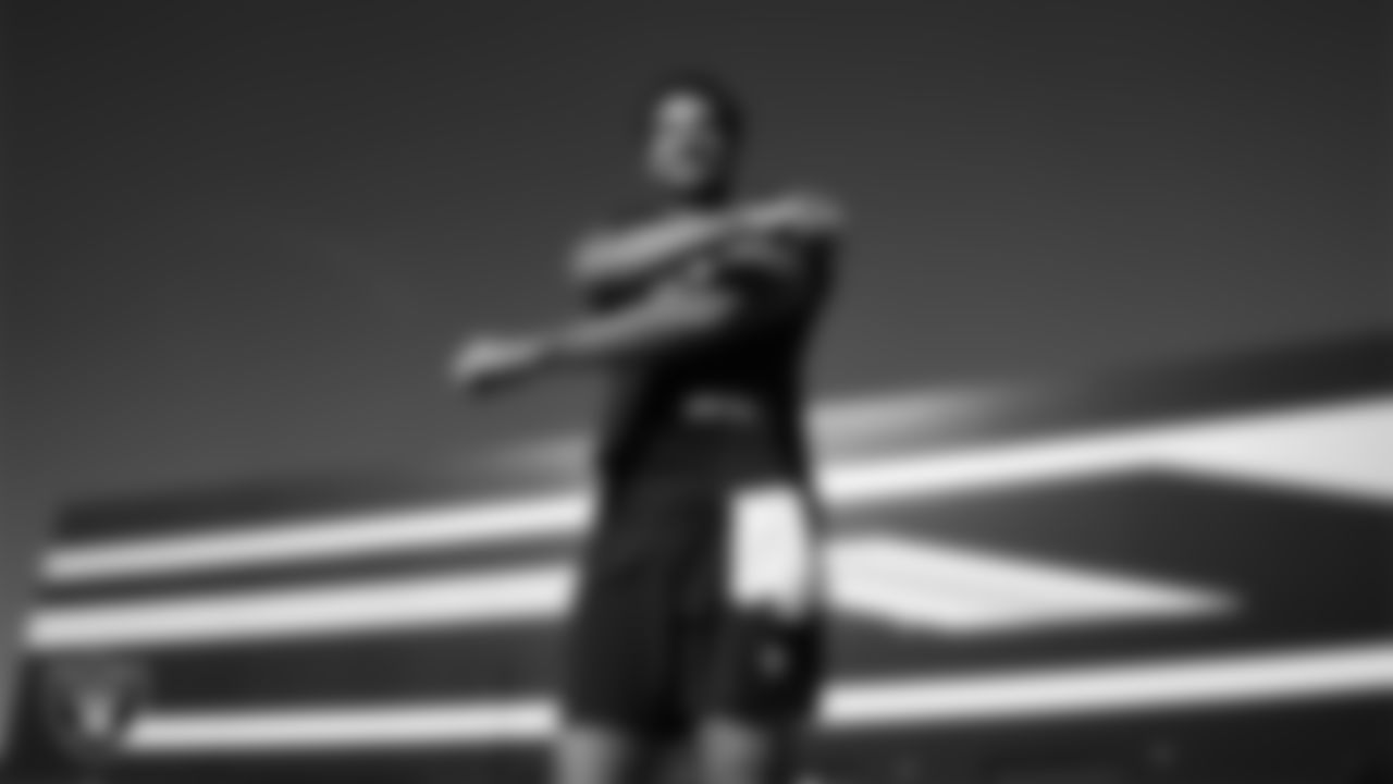 Las Vegas Raiders tight end Albert Okwuegbunam (86) during practice at Intermountain Health Performance Center.