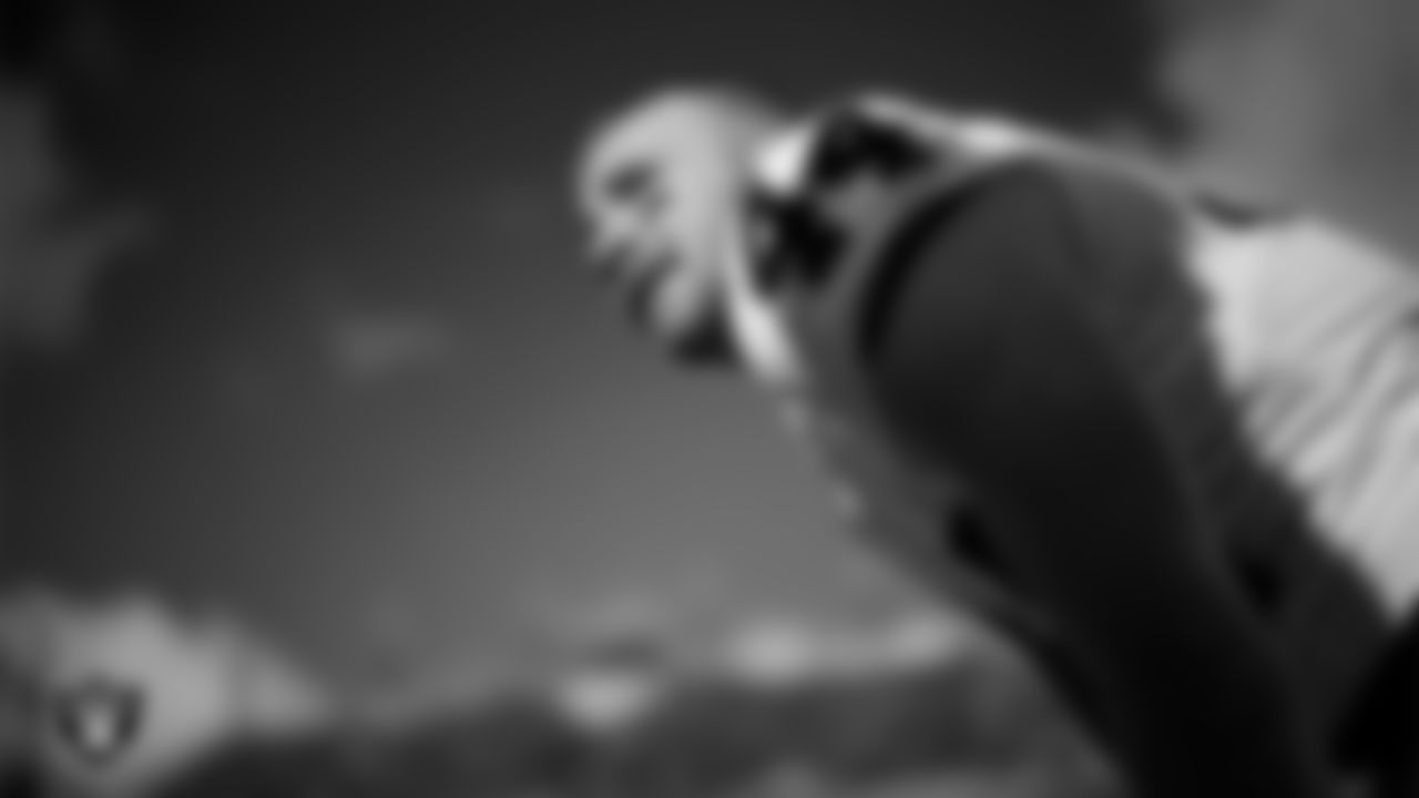 Las Vegas Raiders linebacker Tommy Eichenberg (44) on the sidelines before the Las Vegas Raiders' regular season away game against the Philadelphia Eagles at Lincoln Financial Field.