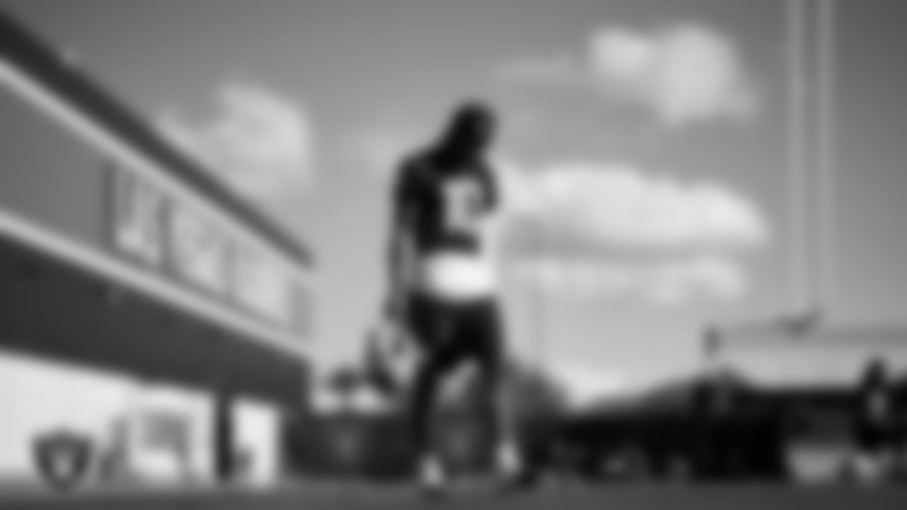 Las Vegas Raiders wide receiver Dont'e Thornton Jr. (10) during practice at Intermountain Health Performance Center.