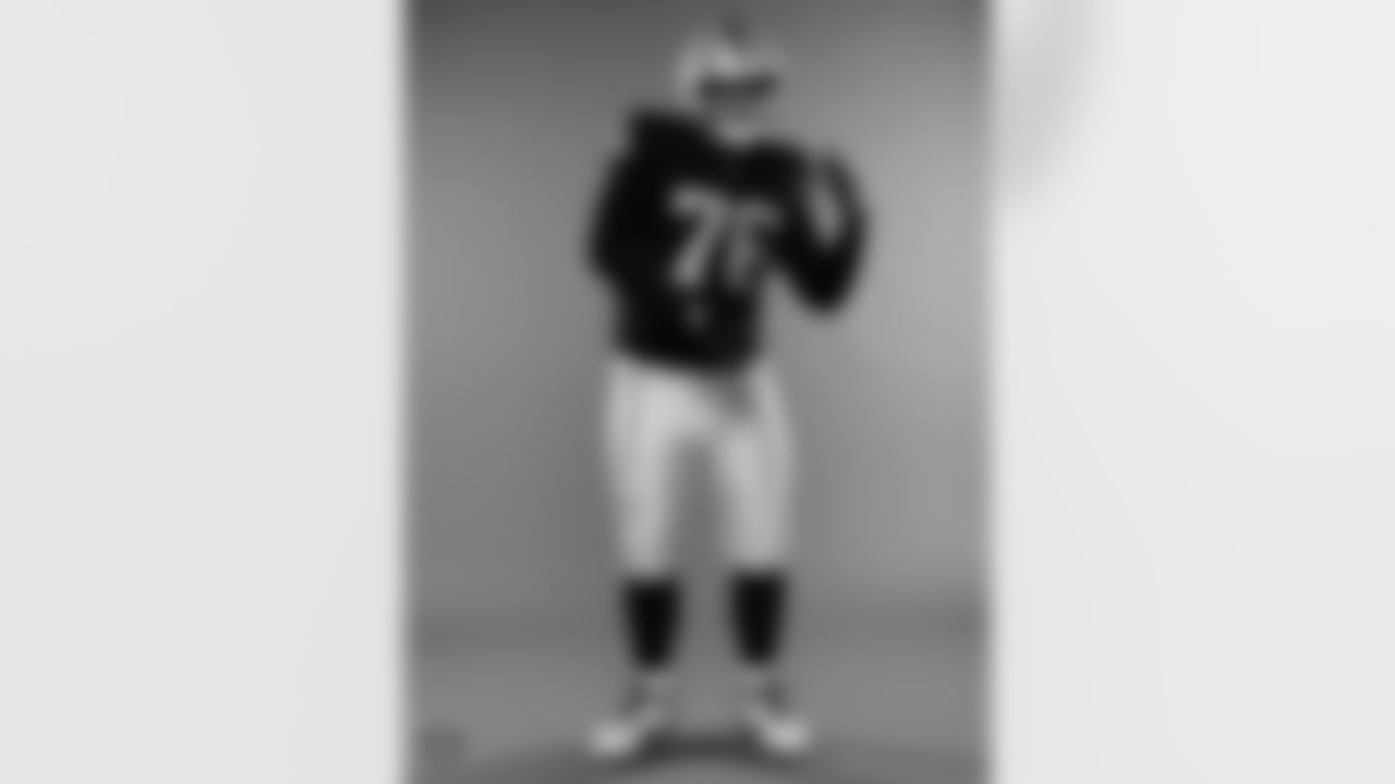 Las Vegas Raiders guard Caleb Rogers (76) poses for a photo at the 2025 Raiders Media Day.