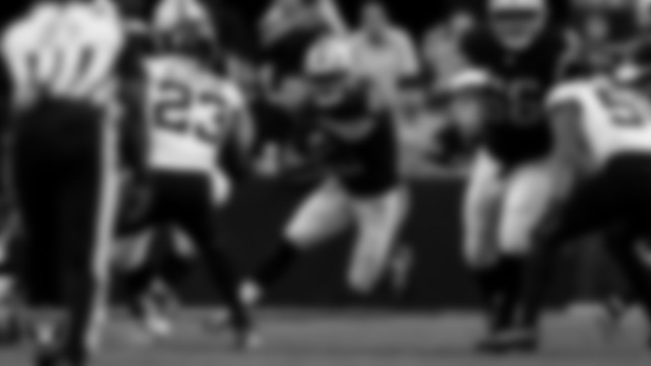 Las Vegas Raiders running back Ashton Jeanty (2) rushes during the regular season home game against the Jacksonville Jaguars at Allegiant Stadium.