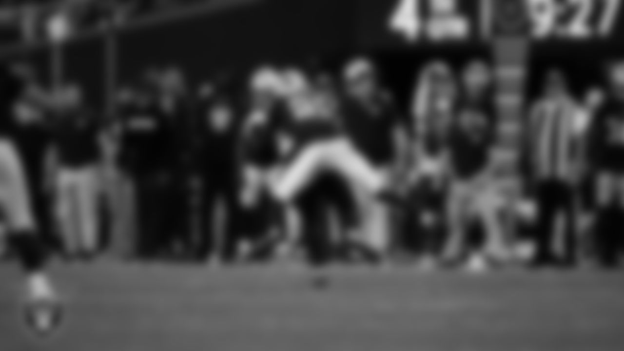 Las Vegas Raiders cornerback Eric Stokes (22) makes a tackle during the regular season home game against the Jacksonville Jaguars at Allegiant Stadium.