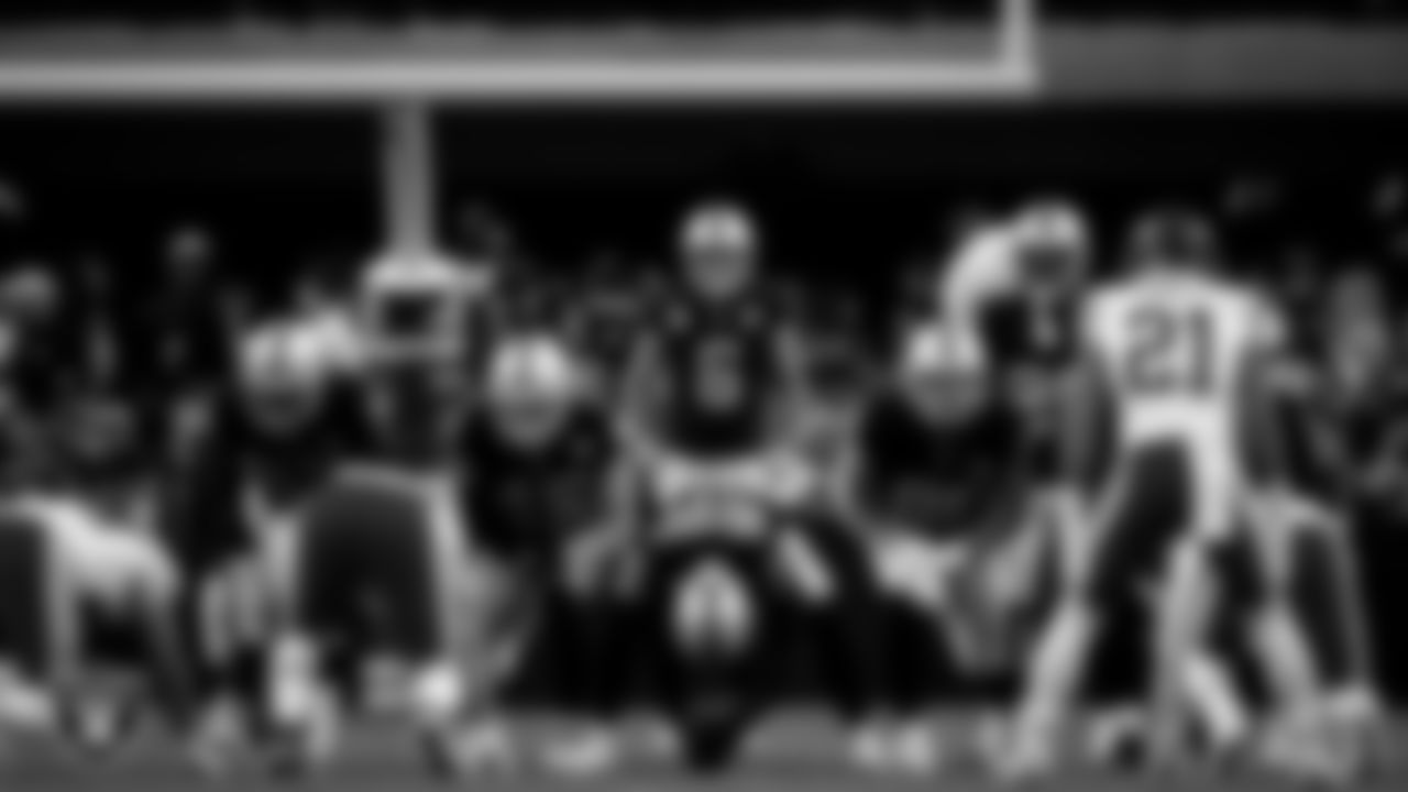 Las Vegas Raiders punter AJ Cole (6) lines up before the snap during the regular season home game against the Kansas City Chiefs at Allegiant Stadium, Sunday, October 27, 2024, in Las Vegas, Nev.