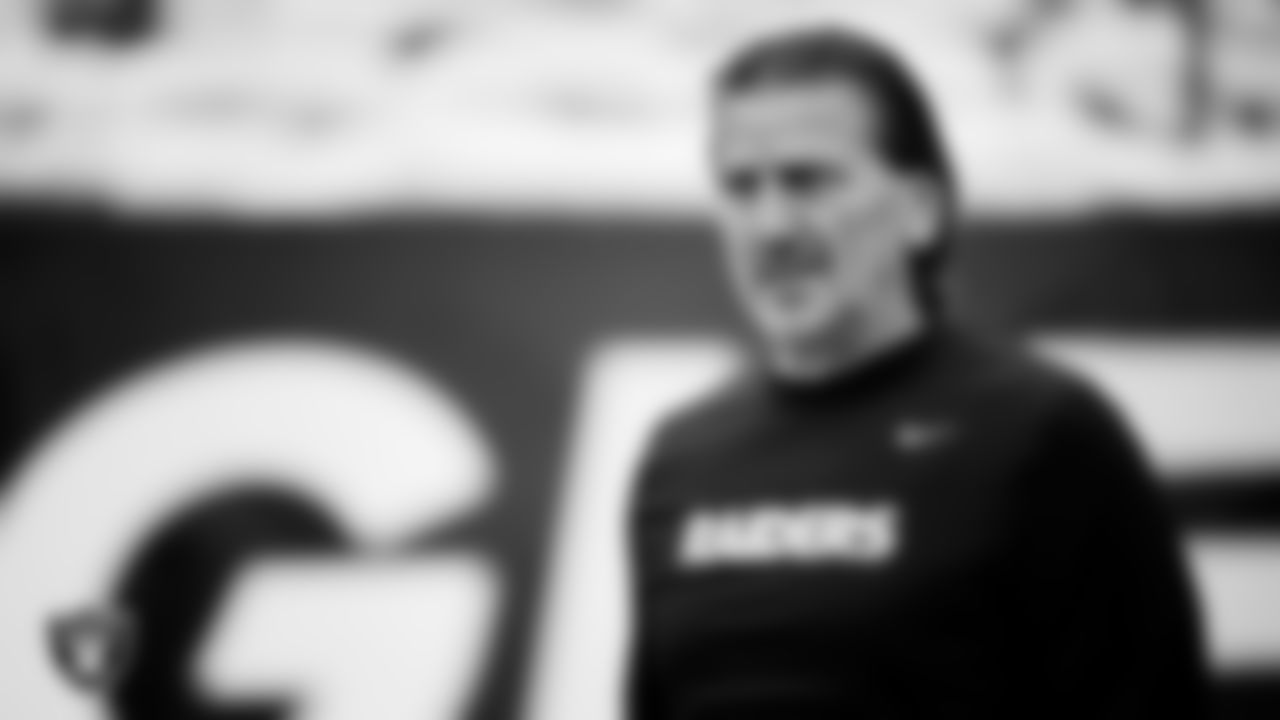 Las Vegas Raiders quarterbacks coach Greg Olson before the regular season away game against the Philadelphia Eagles at Lincoln Financial Field.