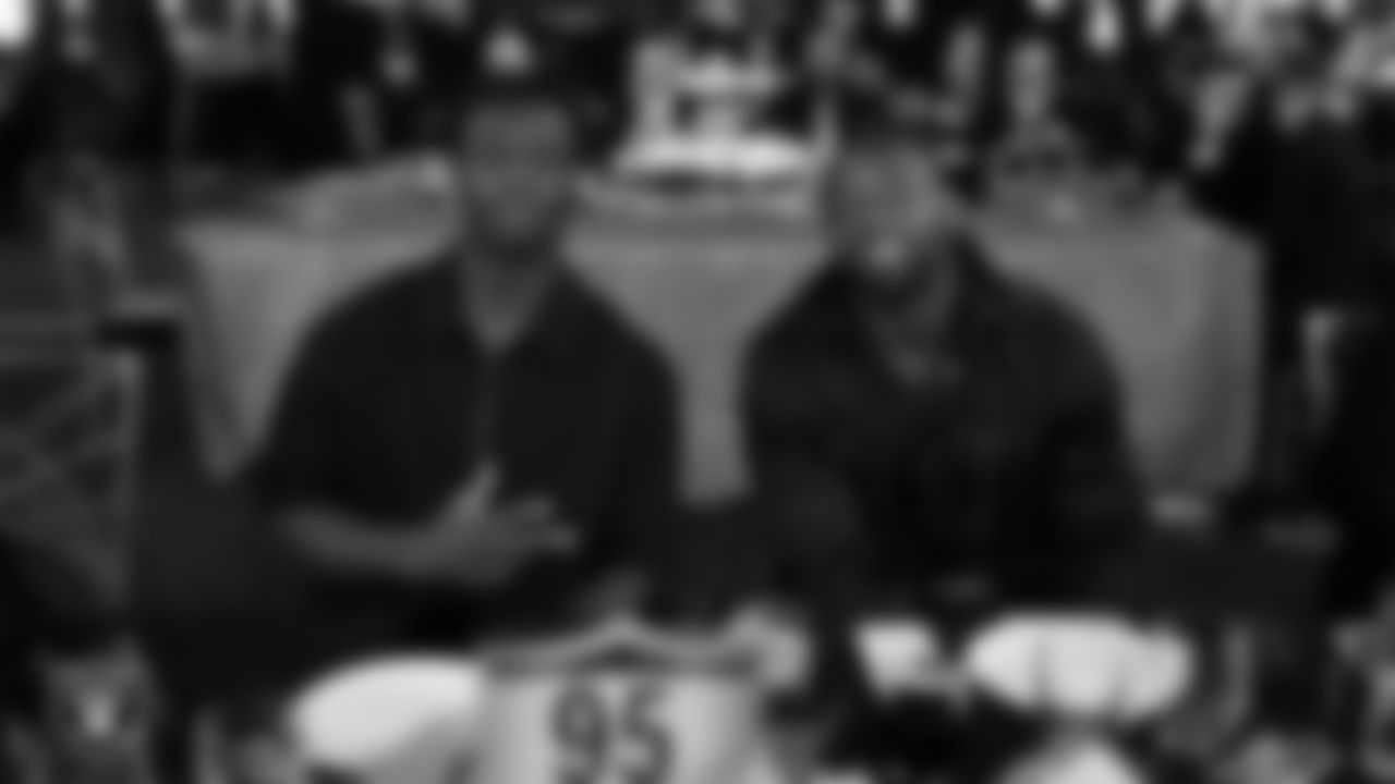 Las Vegas Raiders wide receiver Shedrick Jackson (4) and safety Chris Smith II (29) during the second annual Silver & Black Gala hosted by The Raiders Foundation at Allegiant Stadium.