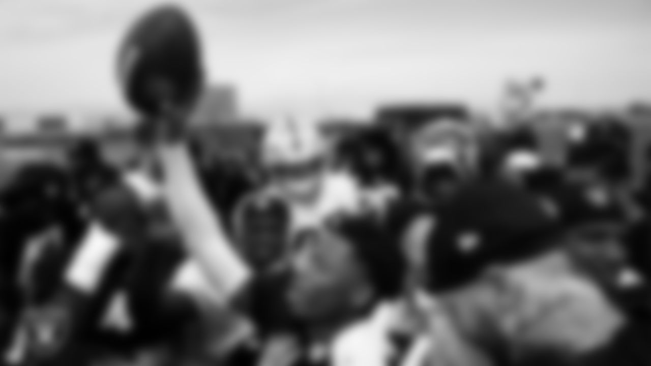 Las Vegas Raiders cornerback Greedy Vance (41) in a huddle during practice at Intermountain Health Performance Center.