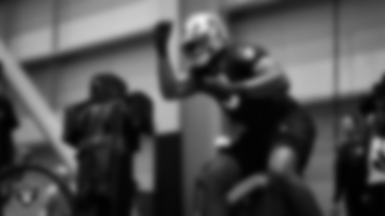 Las Vegas Raiders defensive end Tyree Wilson (9) during practice at Intermountain Health Performance Center.