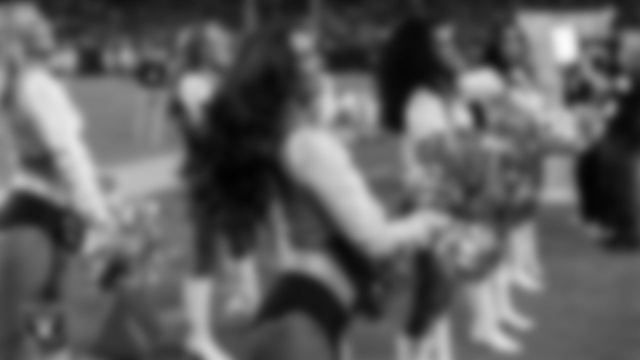 Raiderette Raegen on the sidelines during the regular season home game against the Los Angeles Chargers at Allegiant Stadium.