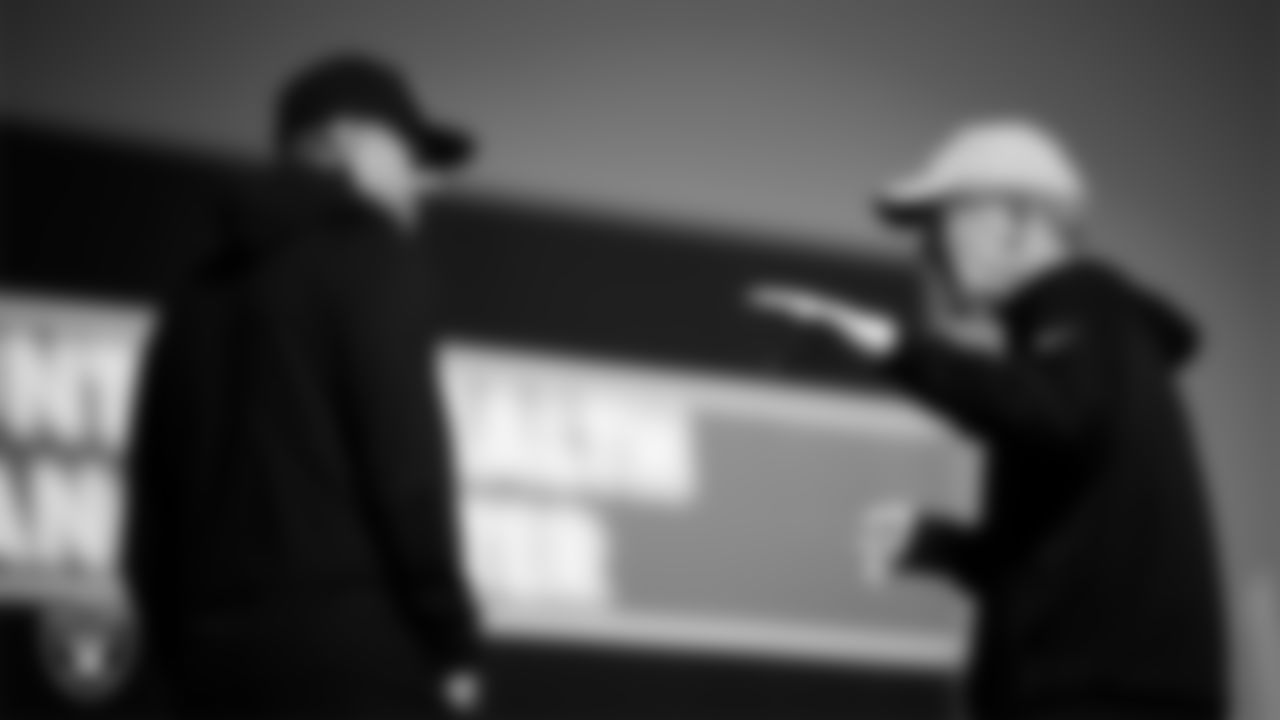 Las Vegas Raiders General Manager John Spytek and Head Coach Pete Carroll during practice at Intermountain Health Performance Center.