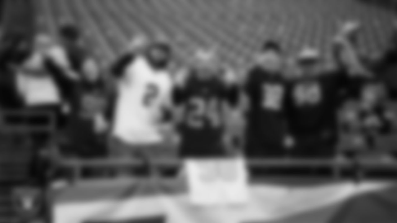 Fans before the Las Vegas Raiders' regular season away game against the New England Patriots at Gillette Stadium.