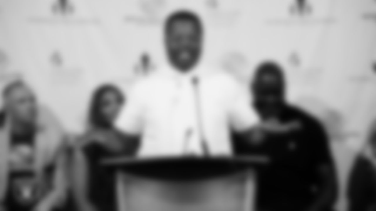 Communities In Schools alumnus CX'Zavier Webb speaks during the groundbreaking of the Shaquille O'Neal Youth Complex.