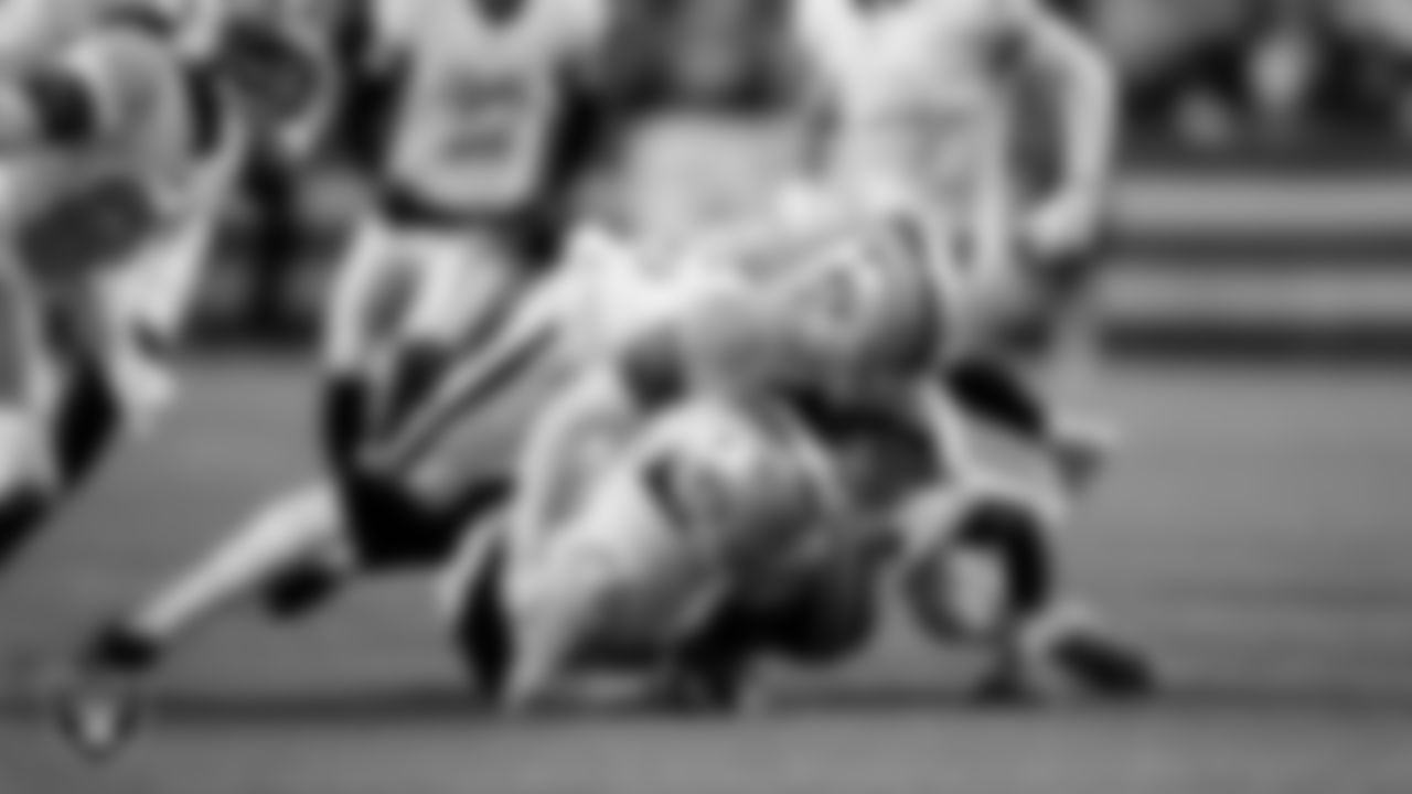 Las Vegas Raiders cornerback Decamerion Richardson (25) and linebacker Tommy Eichenberg (44) during the regular season away game against the Denver Broncos at Empower Field at Mile High.