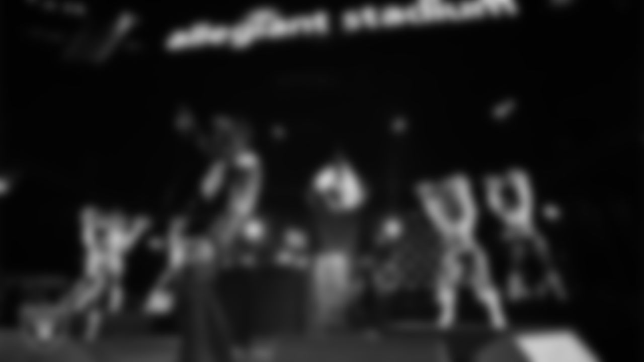 Rapper and record producer Lil Jon performs during halftime at the Las Vegas Raiders' regular season home game against the Los Angeles Chargers at Allegiant Stadium.