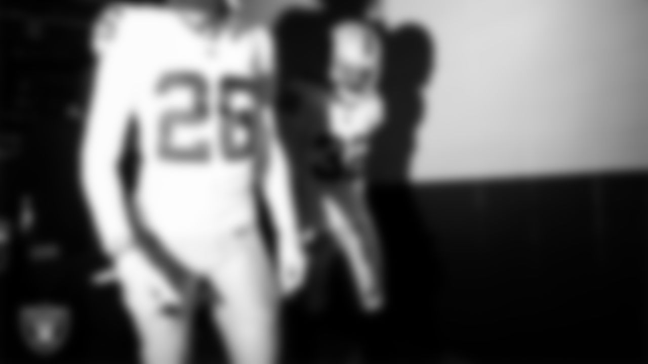 Las Vegas Raiders safety Lonnie Johnson Jr. (32) walks down the tunnel before the regular season away game against the Philadelphia Eagles at Lincoln Financial Field.