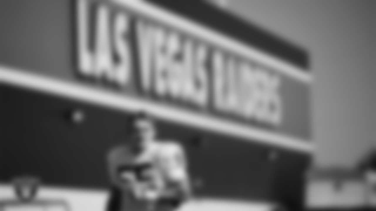 Las Vegas Raiders linebacker Cody Lindenberg (55) during practice at Intermountain Health Performance Center.