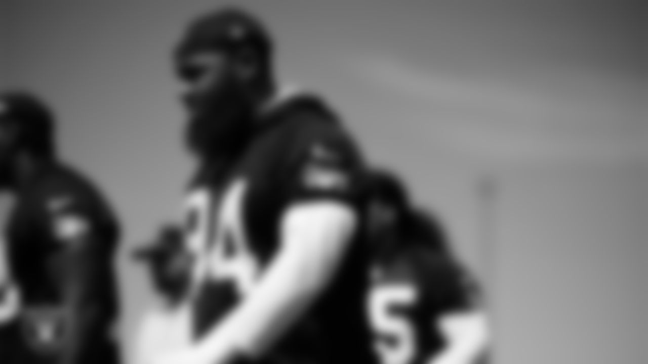 Las Vegas Raiders defensive tackle Christian Wilkins (94) at a workout during phase two of the offseason program at Intermountain Health Performance Center.