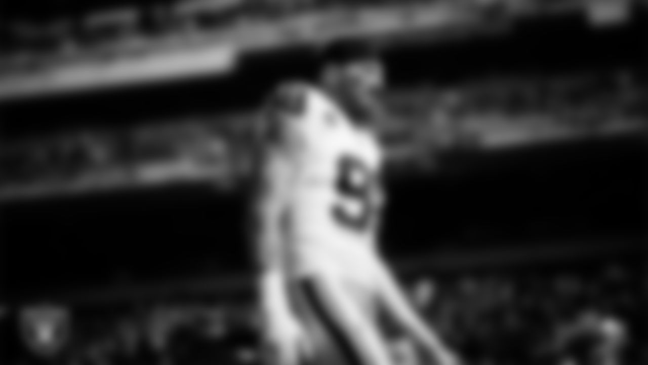 Las Vegas Raiders defensive end Maxx Crosby (98) on the sidelines before the Las Vegas Raiders' regular season away game against the Philadelphia Eagles at Lincoln Financial Field.