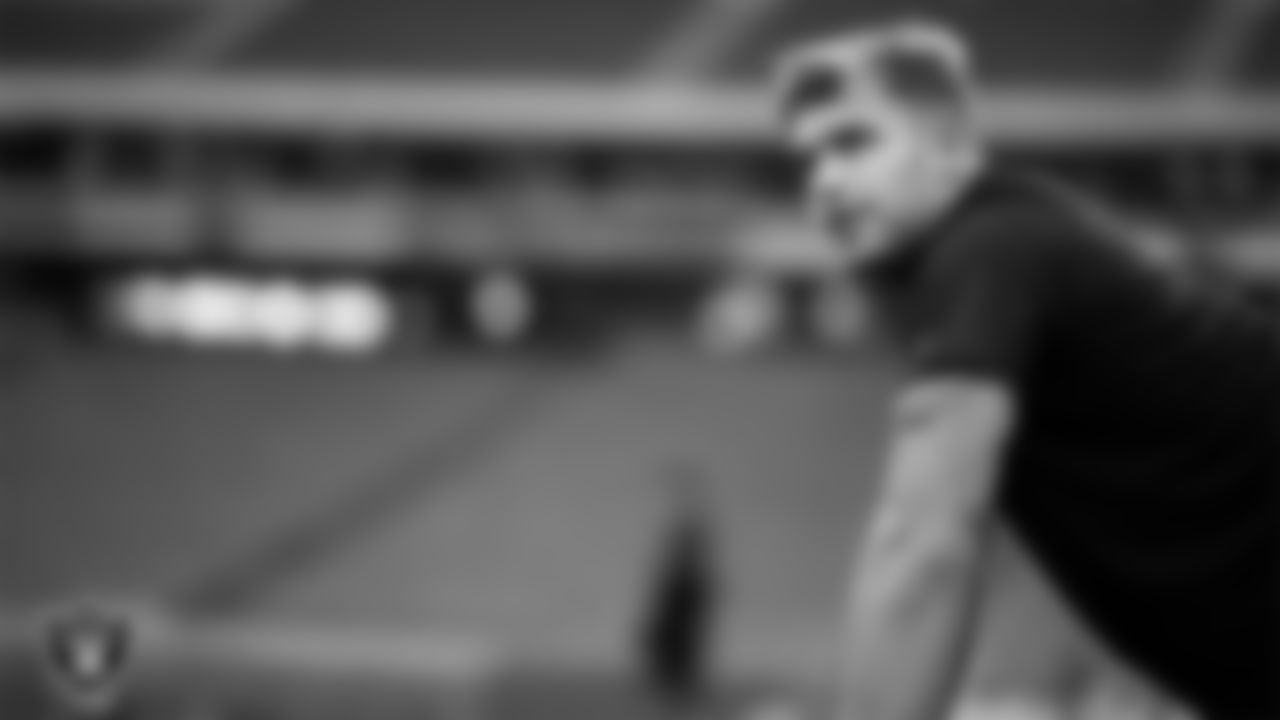 Las Vegas Raiders tight end Michael Mayer (87) warming up before the regular season away game against the Houston Texans at NRG Stadium.