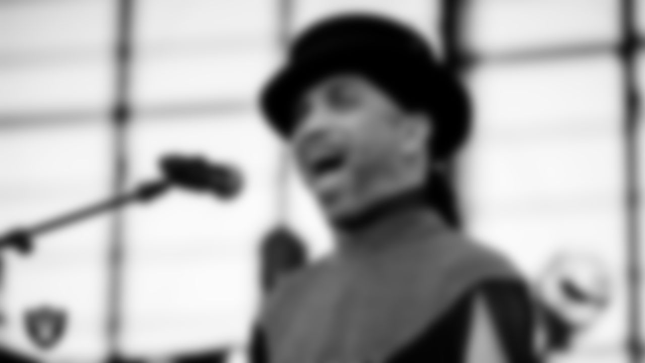 The Family Stone Band performs during halftime at the Las Vegas Raiders' regular season home game against the New York Giants at Allegiant Stadium.